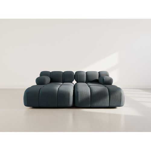 Ruby - Canapé Droit 4 Places Avec Double Méridienne - Assise Profonde - En Velours Texturé Noir