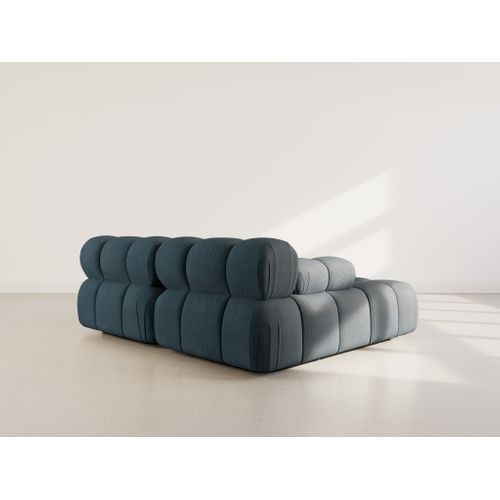 Ruby - Canapé Droit 4 Places Avec Double Méridienne - Assise Profonde - En Velours Texturé Noir