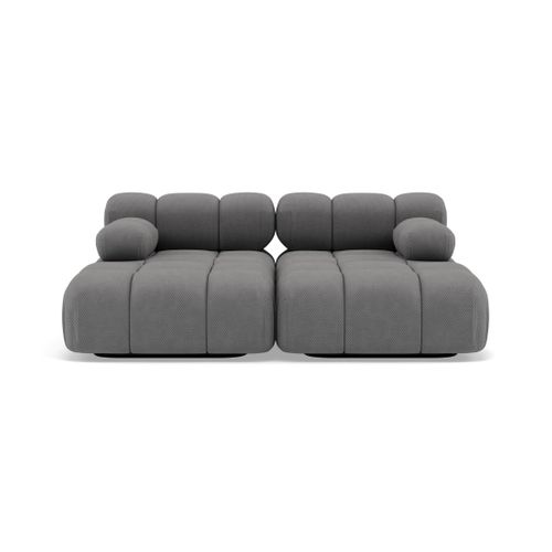 Ruby - Canapé Droit 4 Places Avec Double Méridienne - Assise Profonde - En Velours Texturé Gris