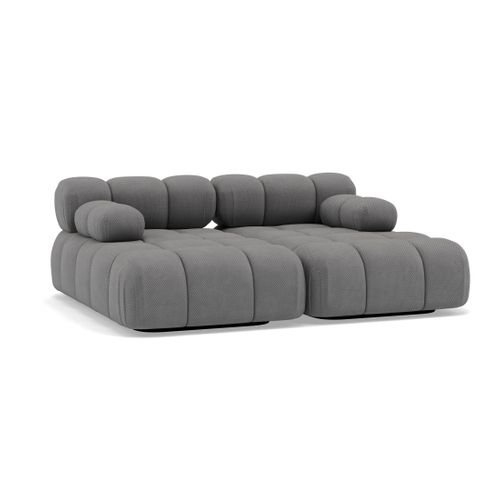 Ruby - Canapé Droit 4 Places Avec Double Méridienne - Assise Profonde - En Velours Texturé Gris
