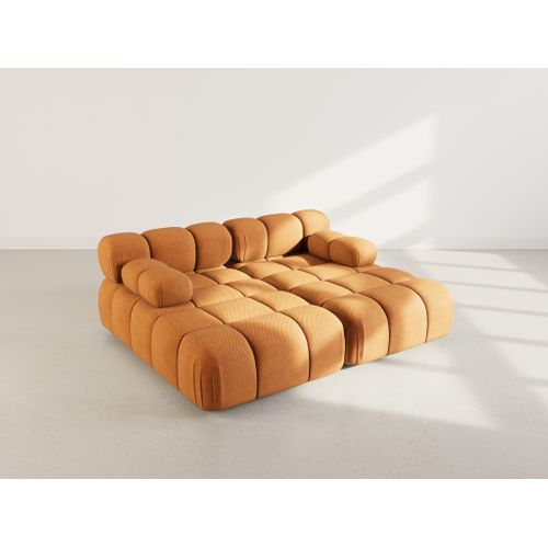 Ruby - Canapé Droit 4 Places Avec Double Méridienne - Assise Profonde - En Velours Texturé