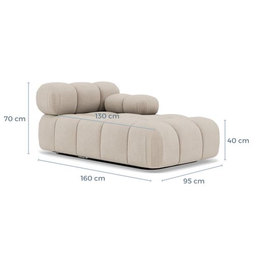 Ruby - Module D'assise Méridienne Droite En Velours Texturé