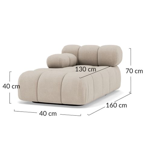 Ruby - Module D'assise Méridienne Gauche En Velours Texturé