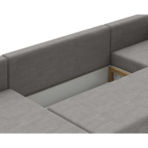 Roger - Canapé Panoramique D'angle Réversible 7 Places Convertible Avec Coffre En Tissu