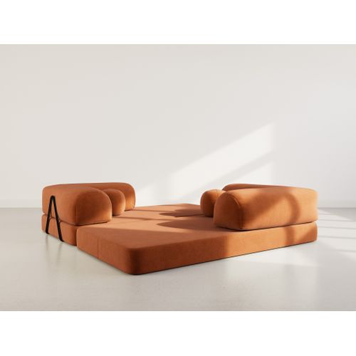 Canapé Droit Convertible 3 Places Nebula En Velours Texturé Terracotta
