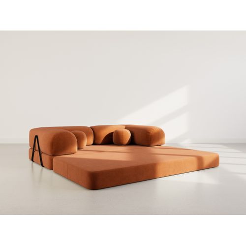 Canapé Droit Convertible 3 Places Nebula En Velours Texturé Terracotta