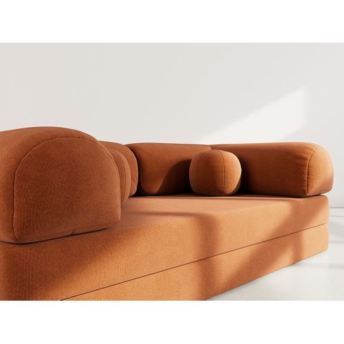 Canapé Droit Convertible 3 Places Nebula En Velours Texturé Terracotta