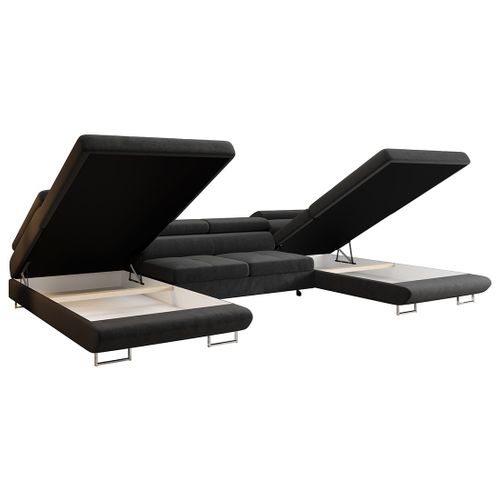 Canapé Panoramique Convertible 7 Places Ayden En Tissu Gris