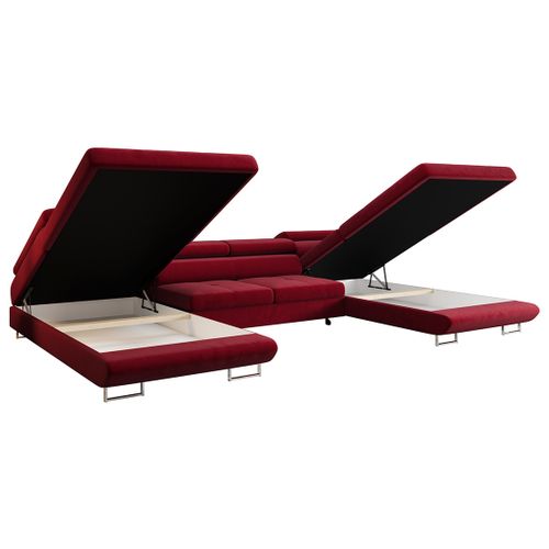 Canapé Panoramique Convertible 7 Places Ayden En Tissu Prune