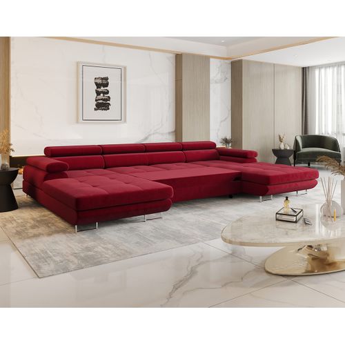 Canapé Panoramique Convertible 7 Places Ayden En Tissu Prune