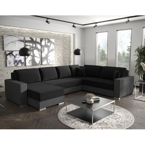 Epona - Canapé Panoramique D'angle Réversible 7 Places Convertible Avec Coffre En Tissu