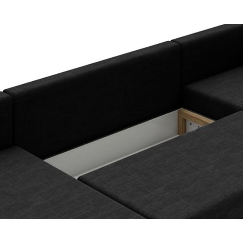 Epona - Canapé Panoramique D'angle Réversible 7 Places Convertible Avec Coffre En Tissu