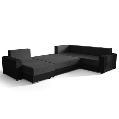 Epona - Canapé Panoramique D'angle Réversible 7 Places Convertible Avec Coffre En Tissu