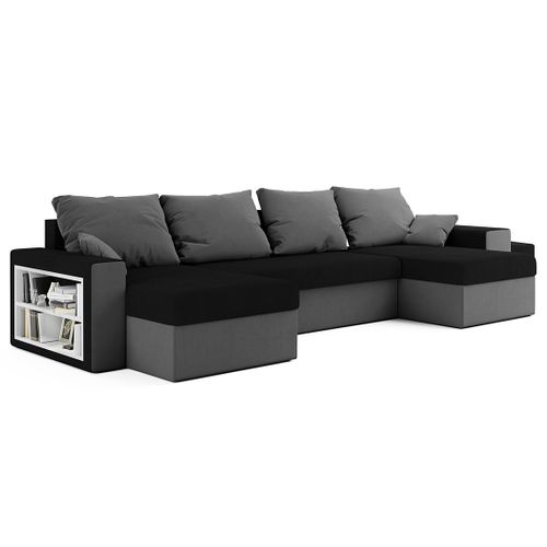 Canapé Panoramique Convertible 7 Places Jonah En Tissu Gris / Noir