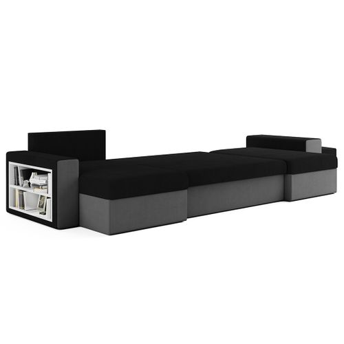 Canapé Panoramique Convertible 7 Places Jonah En Tissu Gris / Noir