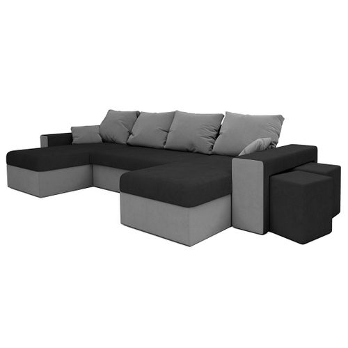 Canapé Panoramique Convertible 7 Places Jonah En Tissu Gris / Noir