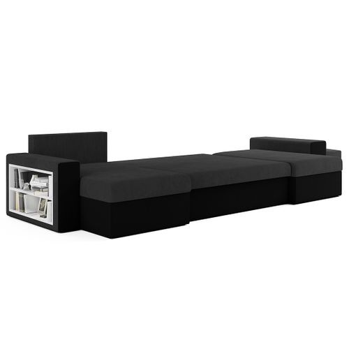 Canapé Panoramique Convertible 7 Places Jonah En Tissu Noir / Gris