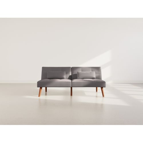 Canapé Droit Convertible 2 Places Philae En Simili Gris