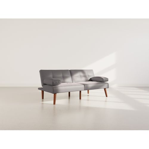 Canapé Droit Convertible 2 Places Philae En Simili Gris