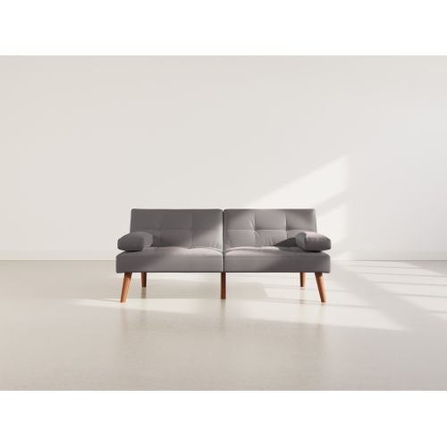 Canapé Droit Convertible 2 Places Philae En Simili Gris