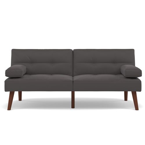 Canapé Droit Convertible 2 Places Philae En Simili Gris