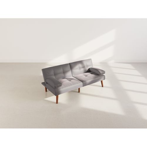 Canapé Droit Convertible 2 Places Philae En Simili Gris