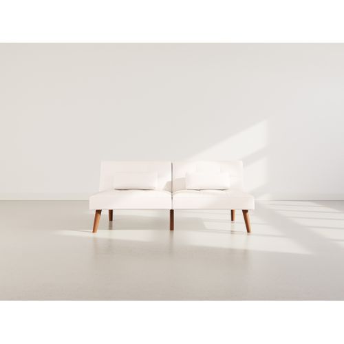 Canapé Droit Convertible 2 Places Philae En Simili Blanc