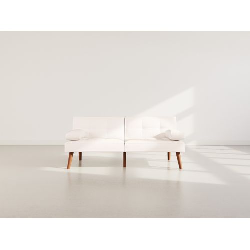 Canapé Droit Convertible 2 Places Philae En Simili Blanc