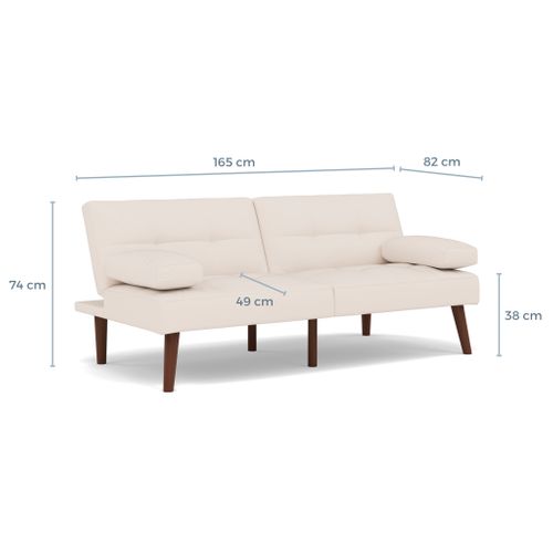 Canapé Droit Convertible 2 Places Philae En Simili Blanc