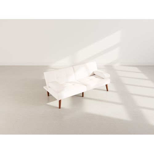 Canapé Droit Convertible 2 Places Philae En Simili Blanc