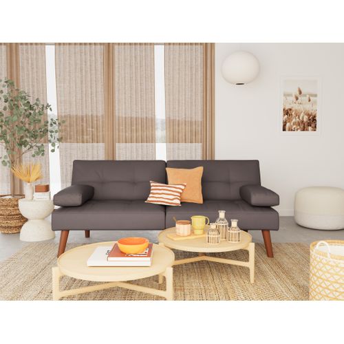 Canapé Droit Convertible 2 Places Philae En Simili Marron