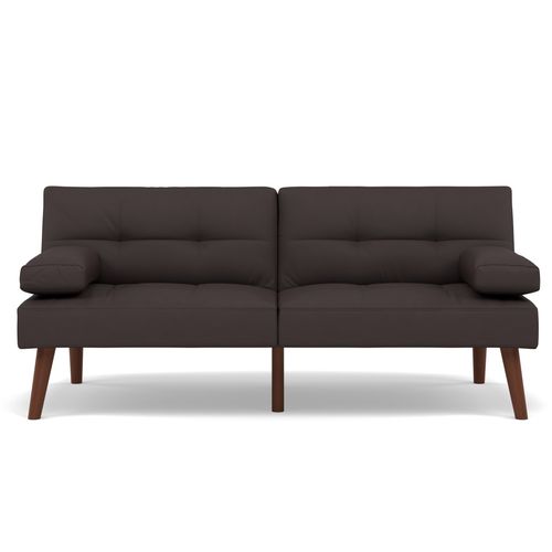 Canapé Droit Convertible 2 Places Philae En Simili Marron
