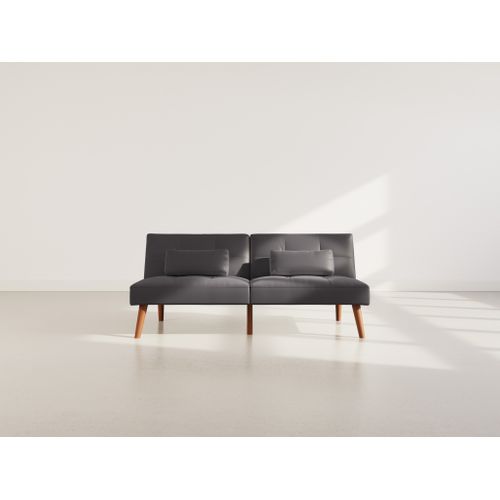 Canapé Droit Convertible 2 Places Philae En Simili Noir