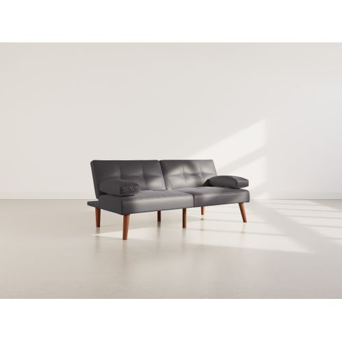 Canapé Droit Convertible 2 Places Philae En Simili Noir