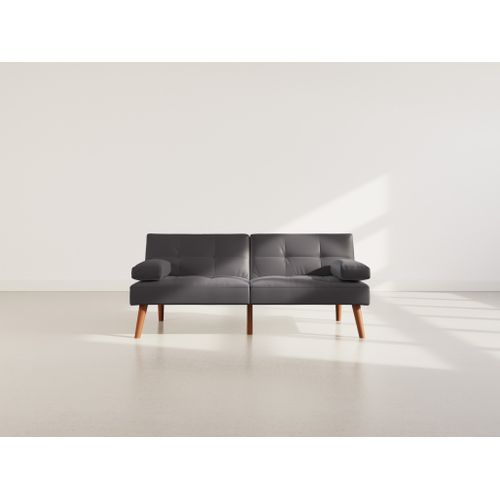 Canapé Droit Convertible 2 Places Philae En Simili Noir