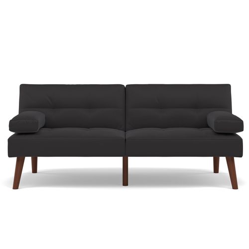 Canapé Droit Convertible 2 Places Philae En Simili Noir