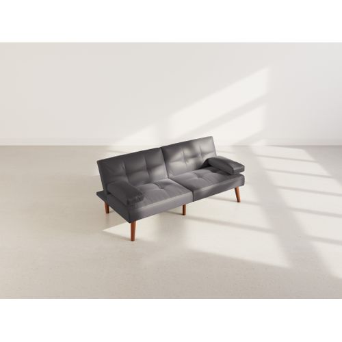 Canapé Droit Convertible 2 Places Philae En Simili Noir