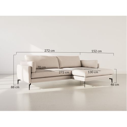 Carlos - Canapé D'angle Droit 4 Places Ultra Moelleux En Tissu Texturé