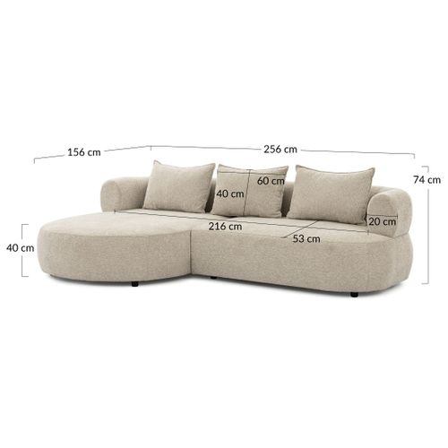 Angela - Canapé D'angle Gauche 4 Places En Velours Texturé