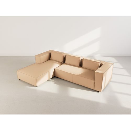 Stella - Canapé D'angle Gauche 4 Places En Simili Taupe