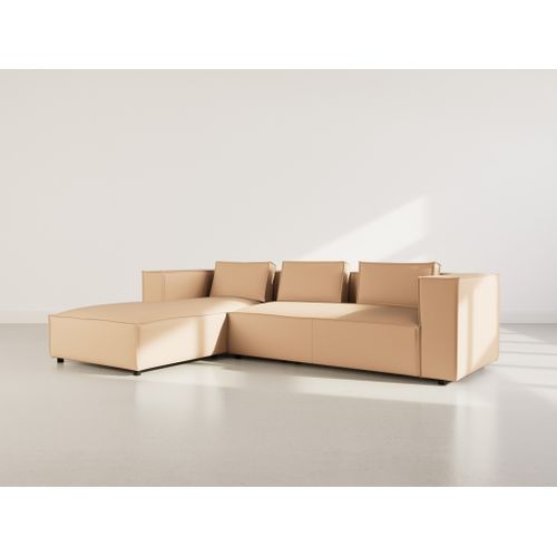 Stella - Canapé D'angle Gauche 4 Places En Simili Taupe