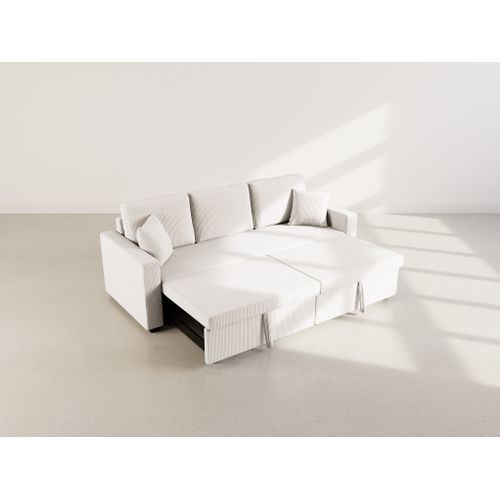 Cyrus - Canapé Droit 3 Places Convertible En Velours Côtelé