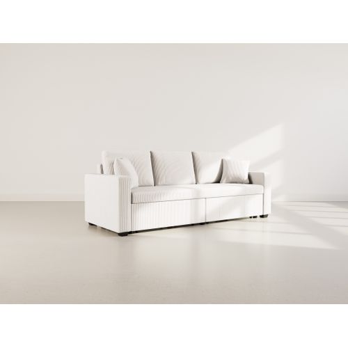 Cyrus - Canapé Droit 3 Places Convertible En Velours Côtelé