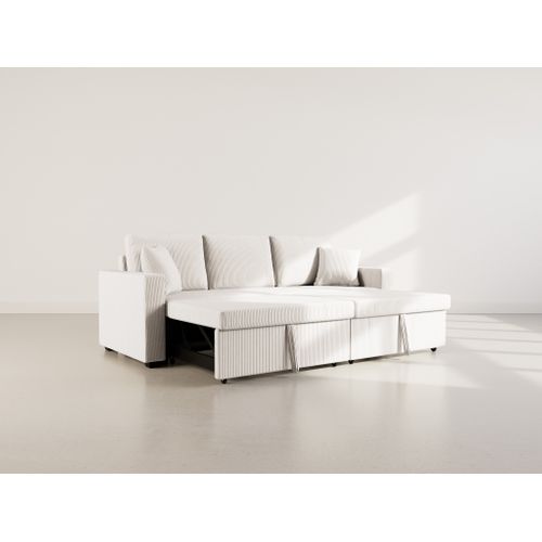 Cyrus - Canapé Droit 3 Places Convertible En Velours Côtelé