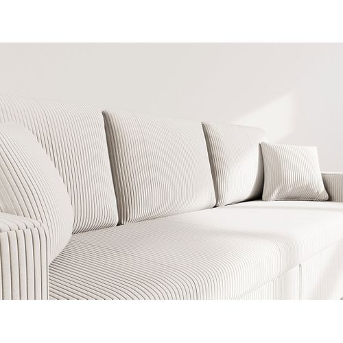 Cyrus - Canapé Droit 3 Places Convertible En Velours Côtelé