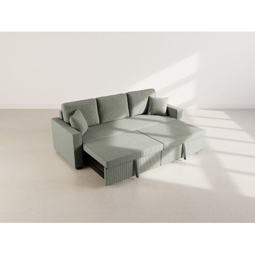 Cyrus - Canapé Droit 3 Places Convertible En Velours Côtelé