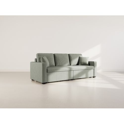 Cyrus - Canapé Droit 3 Places Convertible En Velours Côtelé