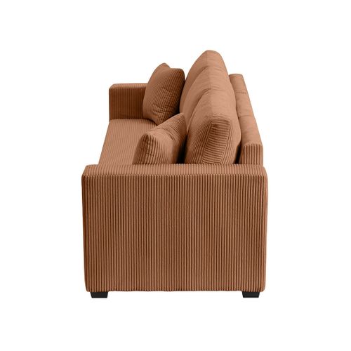 Cyrus - Canapé Droit 3 Places Convertible En Velours Côtelé