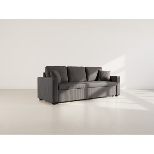 Cyrus - Canapé Droit 3 Places Convertible En Velours Côtelé
