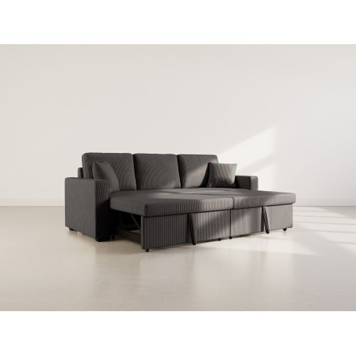 Cyrus - Canapé Droit 3 Places Convertible En Velours Côtelé